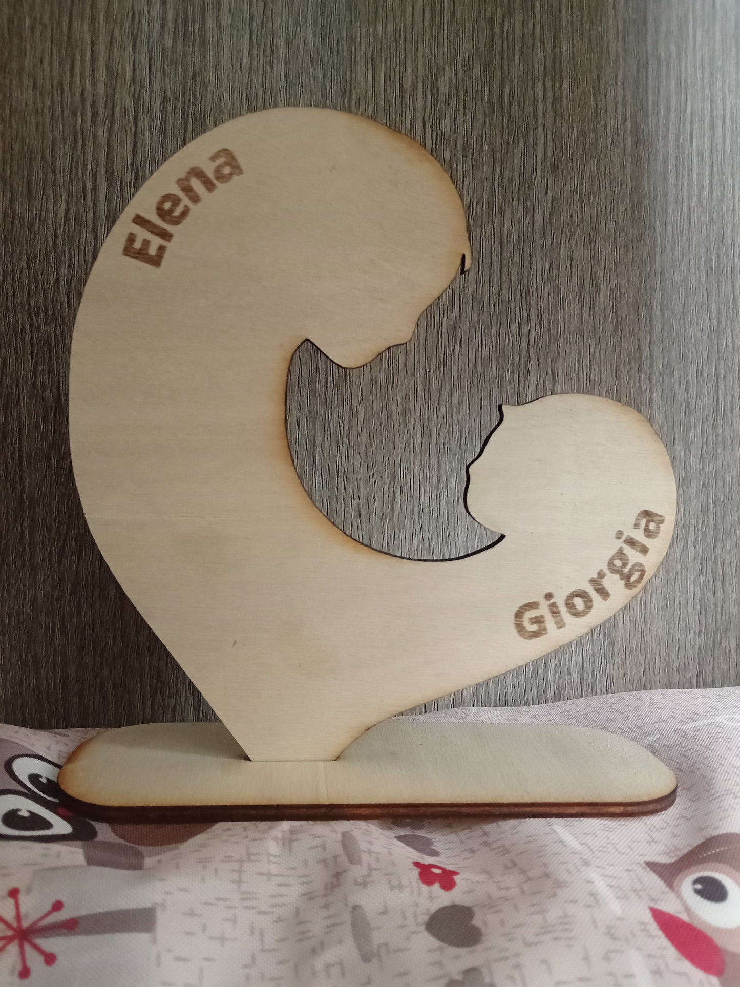 Placa madera corazón + nombres